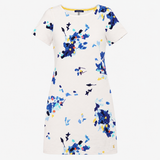 Abstract Floral Short Sleeve T-Shirt Dress White B