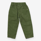 Trousers green pull on navy lining