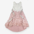White lace dress with pink rose tulle skirt