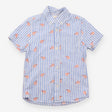 Shirt Blue Stripe with Shrimp Appliques