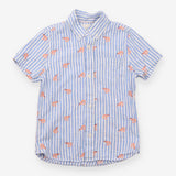 Shirt Blue Stripe with Shrimp Appliques
