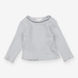 white and blue striped long sleeve 