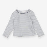 white and blue striped long sleeve 