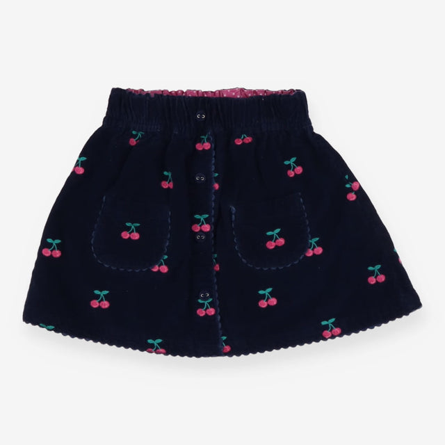 Skirt navy blue cord cherries