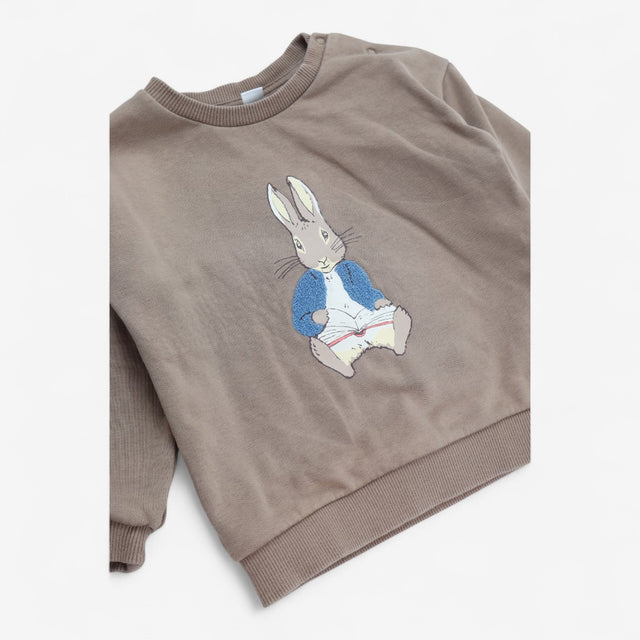Sweater brown with peter rabbit applique