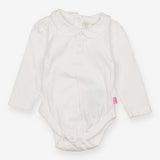 Plain White Collared Bodysuit 