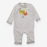 Grey Striped I Love Mummy Romper with Cats