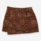 Leopard Print Mini Cord Wrap Skirt