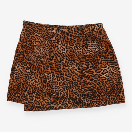 Leopard Print Mini Cord Wrap Skirt