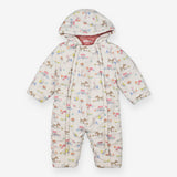 Pramsuit Cream with Animals pink fur lining