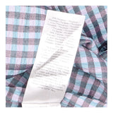 Checked Dress Blue Pink Button Front Long Sleeve