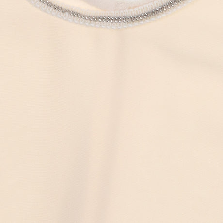 Cream Beaded Sleeveless Vest Blouse
