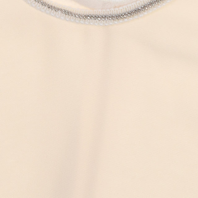 Cream Beaded Sleeveless Vest Blouse