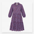 Tiered Mini Dress Floral Burgundy Blue