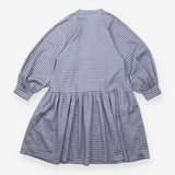 Checked Dress Blue Pink Button Front Long Sleeve
