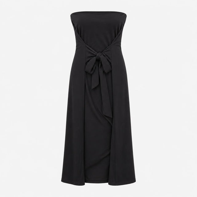 Dress Caviar Black Sasha Bandeau Strapless Tie Fro