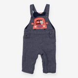 Dungaree Vertical Navy Strips and Car with Bear 