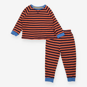 Pyjamas Orange Striped Blue Cuffs