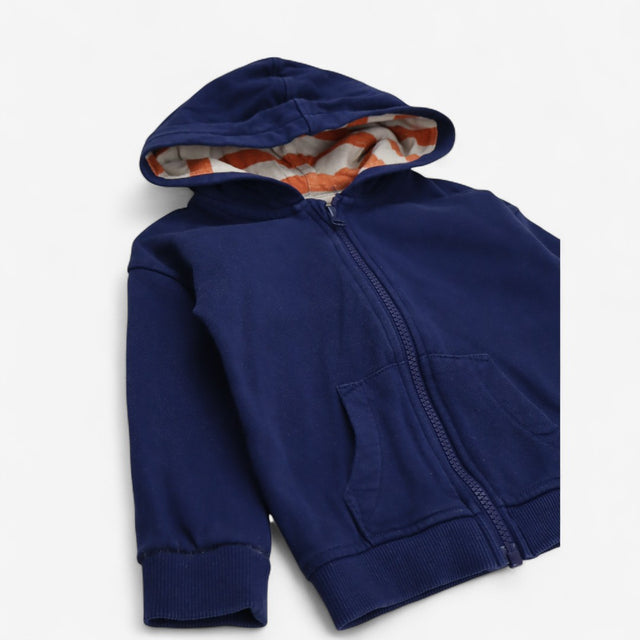 Zipped hoodie navy with orange stripe hood 