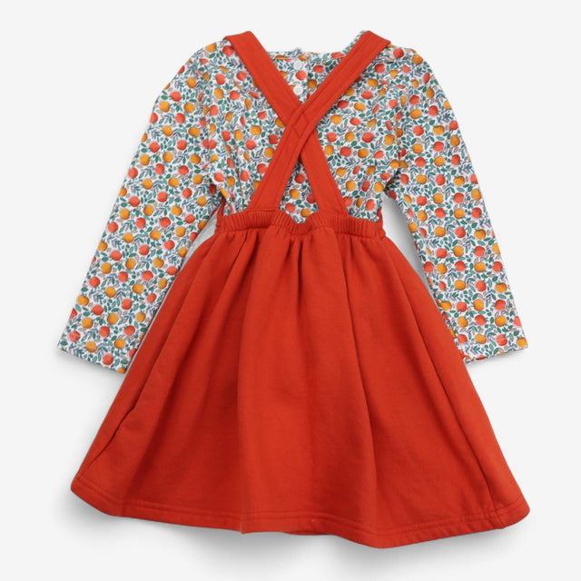 Pinafore dress and t-shirt orange with hedgehogs