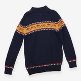Knit navy 1/4 zip sweater tiger fair isle