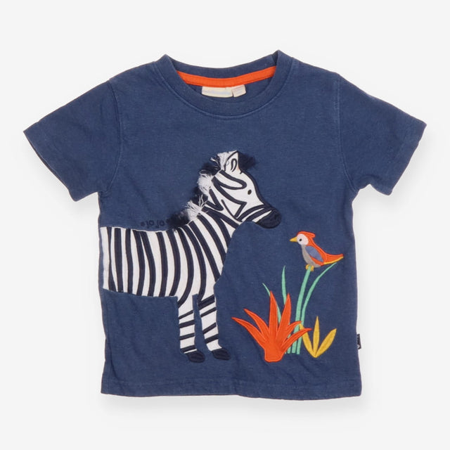 Blue T-shirt Zebra Applique