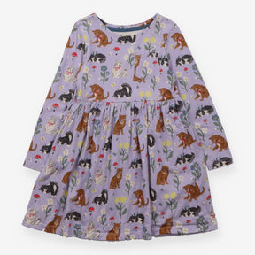Dress long sleeves purple cats