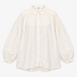 White Viscose Cotton Gathered Long Sleeve Shirt