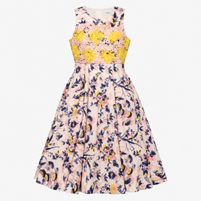 Dusk Pink Floral Cotton Silk Lace Dress