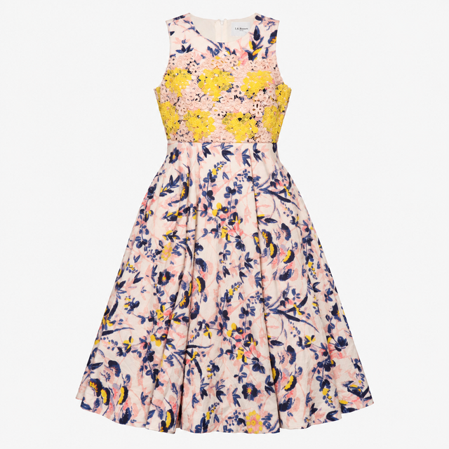 Dusk Pink Floral Cotton Silk Lace Dress