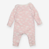 Footless Sleepsuit Pink with White Clouds
