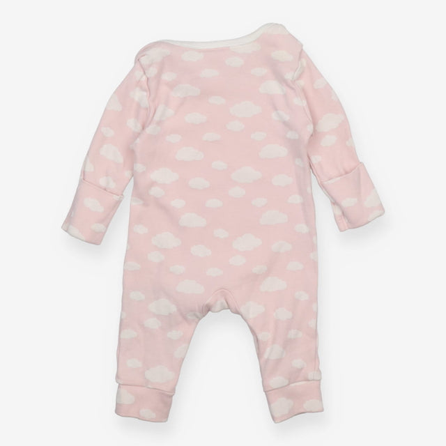 Footless Sleepsuit Pink with White Clouds