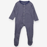 Sleepsuit Navy with white stripe & white poppers
