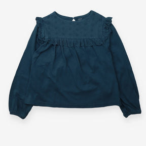 Blue Long Sleeve Lace Detail 