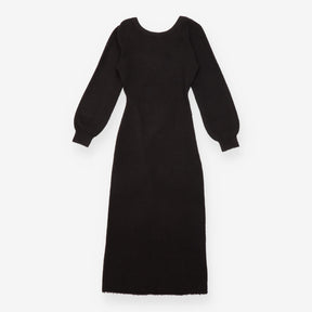 Maxi Dress Black Cosy Knit Twist Back
