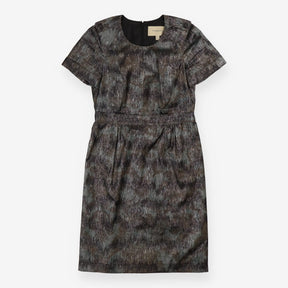 Dress Metallic shift with shoulder detail