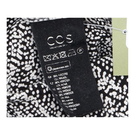 Dress Black White Printed Viscose Wool Midi Shirt 
