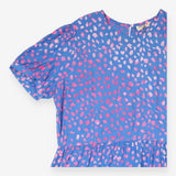 Maxi Dress Teal Pink Abstract Print Tiered Short S