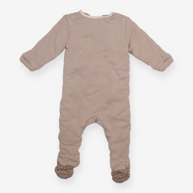 Pramsuit Padded Cream and Brown Stripe zips