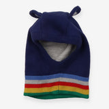 Novelty Knitted Hat Navy with colourful striped 