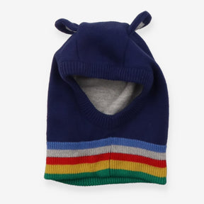 Novelty Knitted Hat Navy with colourful striped 