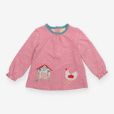 T-shirt long sleeve pink spotted with chicken