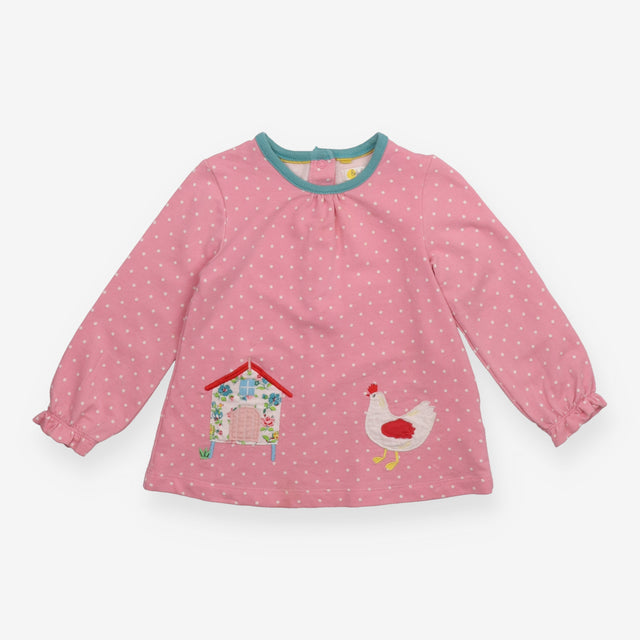 T-shirt long sleeve pink spotted with chicken