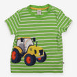 T-Shirt Green Striped Rainbow Tractor Applique