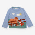 T-shirt Long Sleeve Blue Highland Cow and Friends