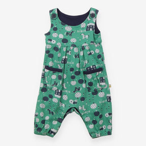 Dungarees green farm trees jersey