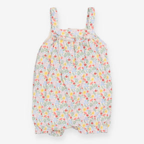 White Strappy Floral Romper 