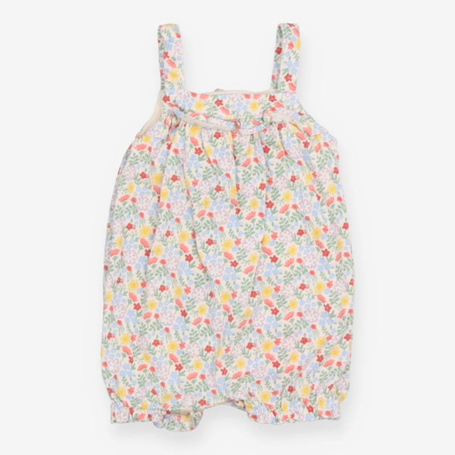 White Strappy Floral Romper 