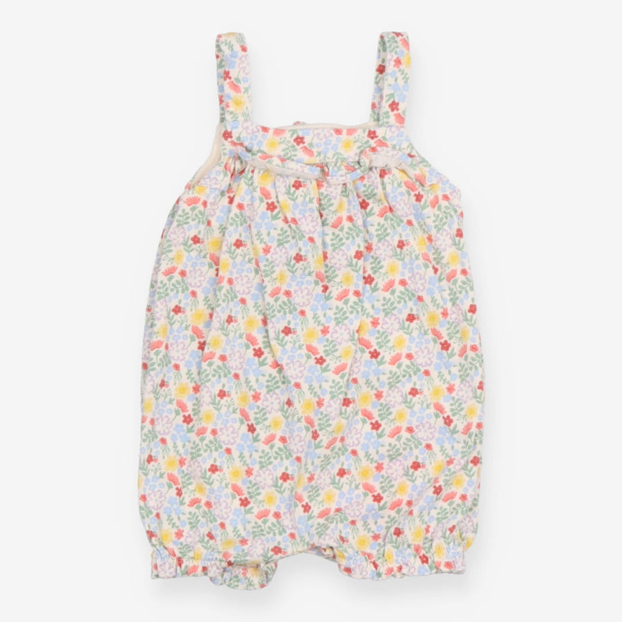 White Strappy Floral Romper 
