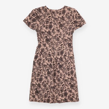Blush and Black Botanical Print Fit and Flare Dres